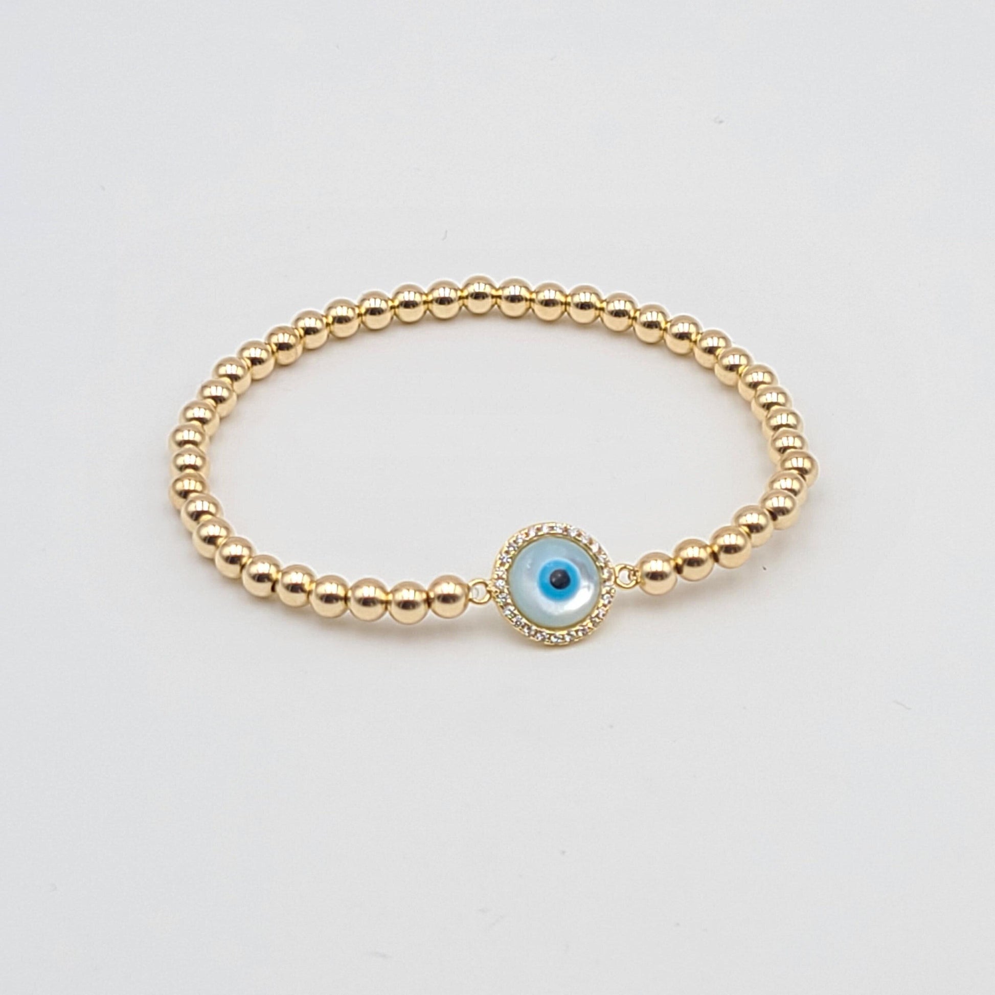 Evil Eye Bracelet, Stretch Stacking Bracelet, Beaded Bracelet