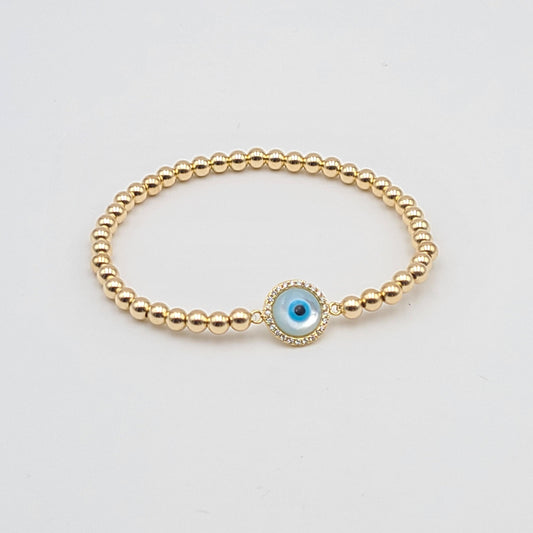 Evil Eye Bracelet, Stretch Stacking Bracelet, Beaded Bracelet