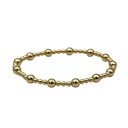 14kt Gold Filled Stretch Bracelet with Beaded Design for Women - 3 mm and 5 mm - Tarnish Resistant Waterproof Handcrafted by Isabella Celini