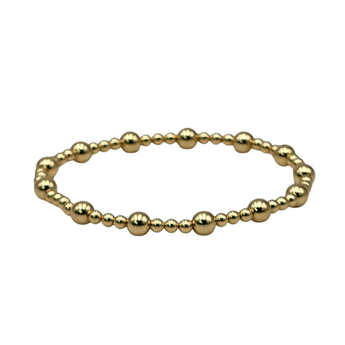14kt Gold Filled Stretch Bracelet with Beaded Design for Women - 3 mm and 5 mm - Tarnish Resistant Waterproof Handcrafted by Isabella Celini