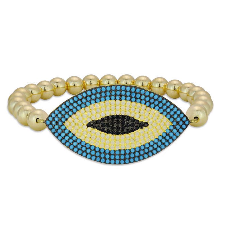 Gold Filled Evil Eye Bracelet with Turquoise Gemstone Beads - Spiritual Protection and Good Luck for Woman