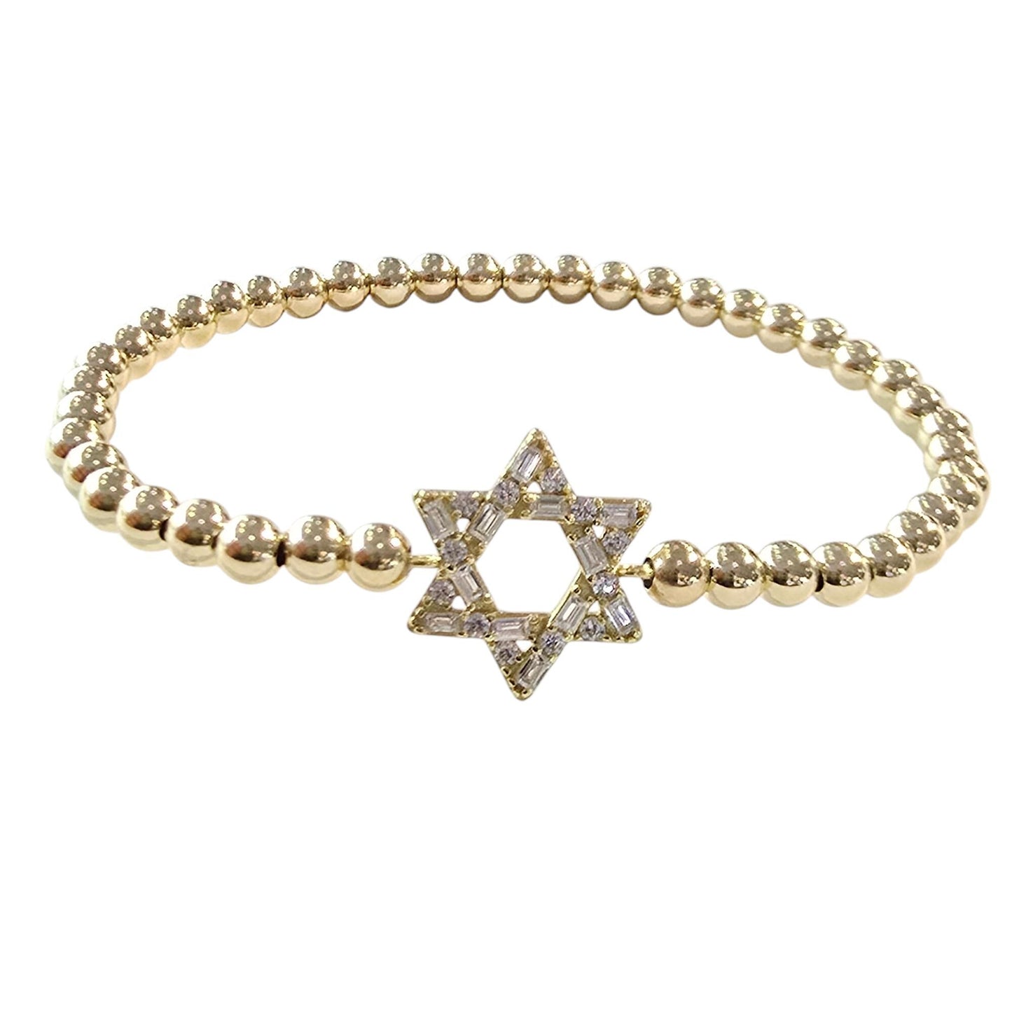 Jewish Bracelet with Gold Filled Beads and Israel Map Charm - Star of David Bracelet for Women