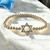 Jewish Bracelet with Gold Filled Beads and Israel Map Charm - Star of David Bracelet for Women