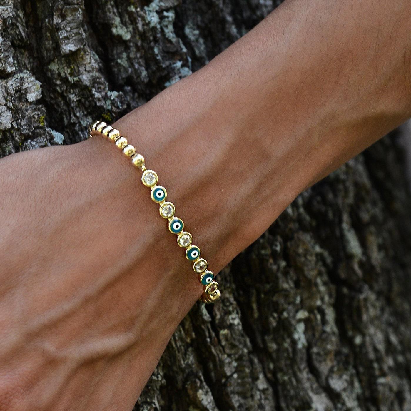 14kt Gold Filled Good Luck and Evil Eye Protection Bracelet - Tarnish-Free - Stackable Bracelet Made by Isabella Celini