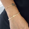 Dainty Gold Filled Cross Pendant Beaded Bracelet - Religious Women's Layering Jewelry