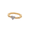 14kt Gold Filled Stacking Ring - Heart Pendant Ring - Tarnish-Free Woman's Jewelry with 3mm Gold Filled Beads - Stretch for Perfect Fit