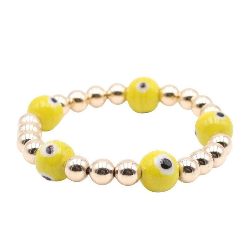 14kt Gold Filled Beaded Evil Eye Bracelet - Non-Tarnish Stretch Bracelet for Good Luck by Isabella Celini