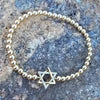 Jewish Bracelet with Gold Filled Beads and Israel Map Charm - Star of David Bracelet for Women