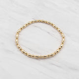 Gold Filled Beaded Anklet Bracelet - 3mm Round  5x3mm Oval Bead Boho Stretch Hippie Bracelet - Non Tarnish Jewelry