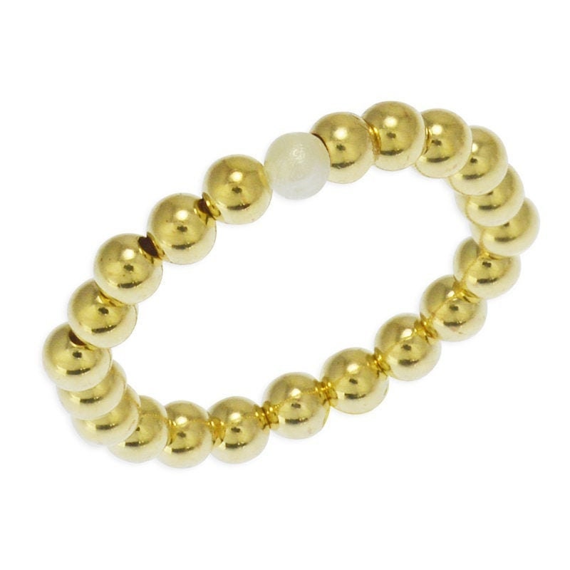 Freshwater Pearl Stretch Stacking Ring - 3mm Gold Filled Tarnish-Free  Waterproof - Ladies Ring