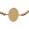 Miraculous Medal Pendant Gold Filled Beads Bracelet, Cute Religious Adjustable Bracelet, Tarnish Free Jewelry