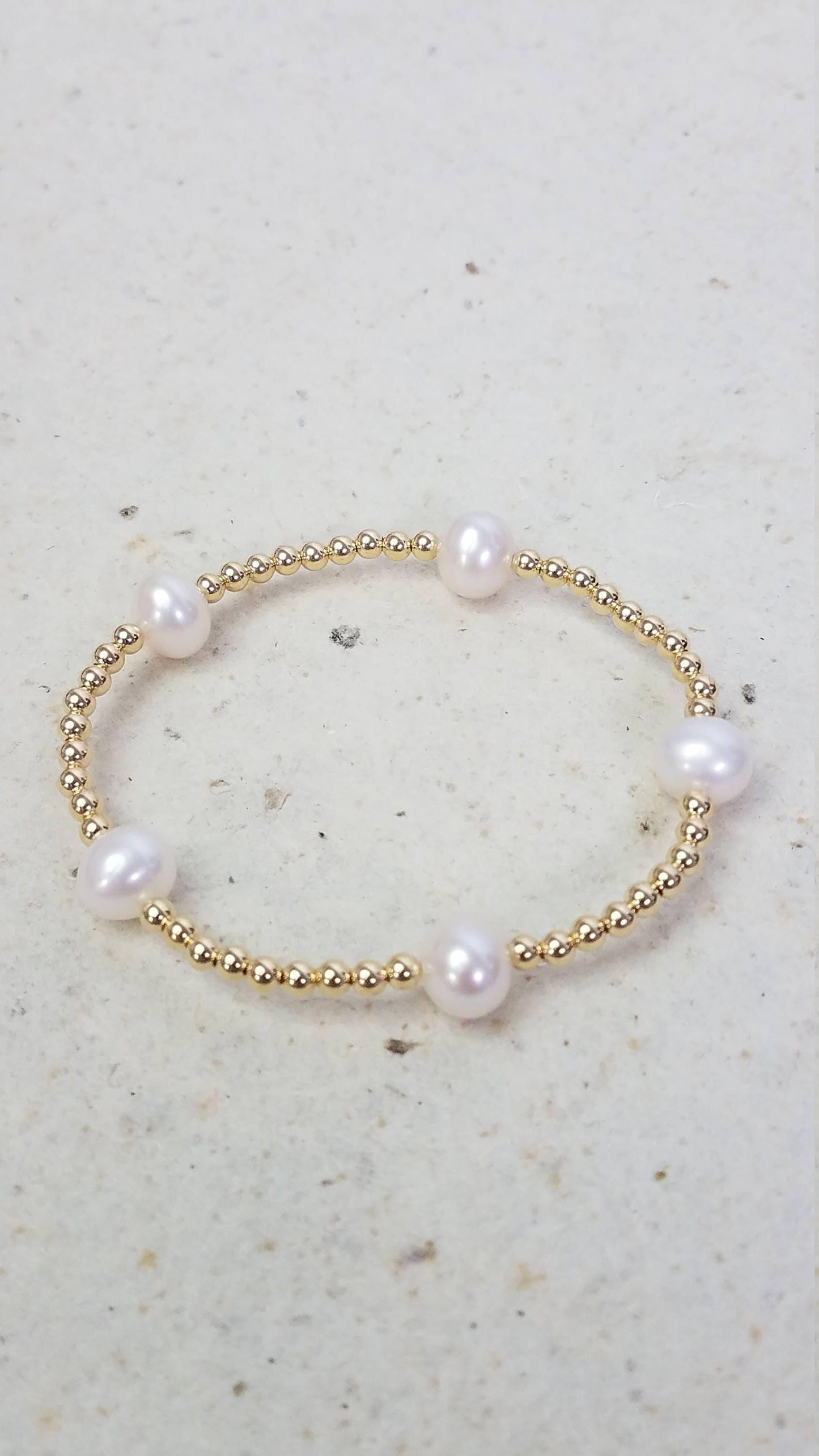 Fresh Water Pearl Gold Filled Bracelet, Isabella Celini, Gold Filled Beads, Stretch Stacking Bracelet, Gift for Women, Bridesmaid Gift