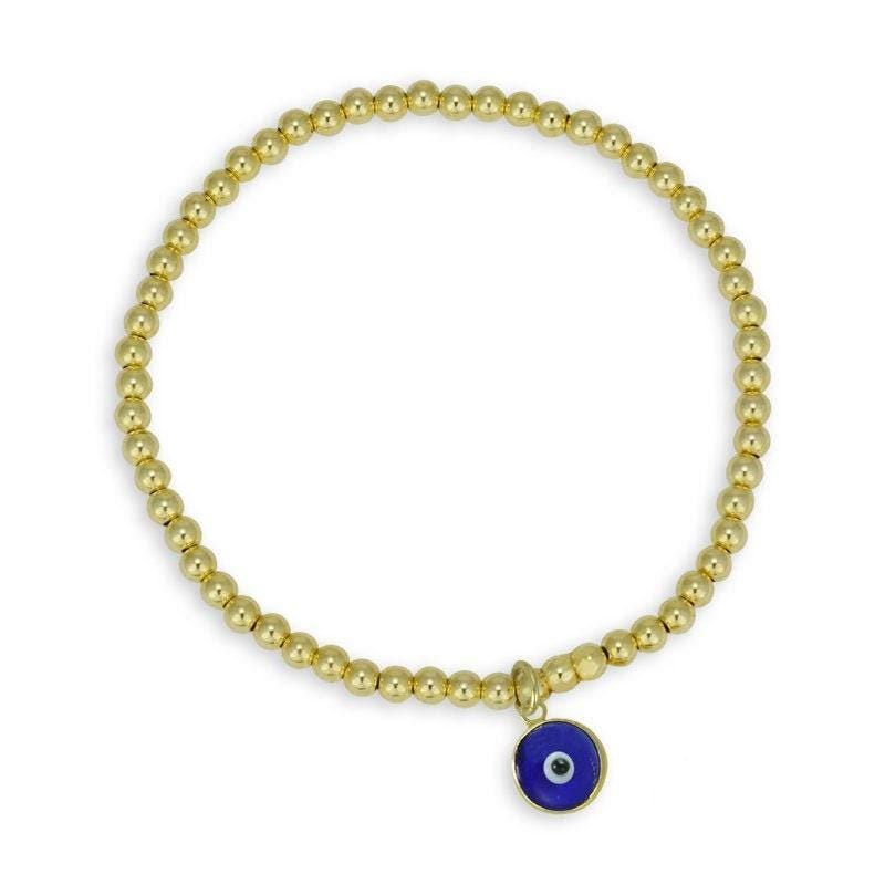 Gold Evil Eye Protection Bracelet for Women - Spiritual Stacking Stretch Evil Eye Charm