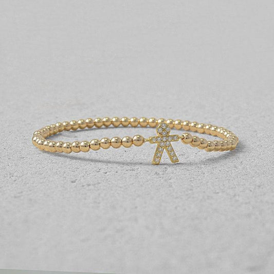 Boy Pendant Bracelet, Cubic Zirconia Bracelet, Beaded Bracelet