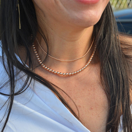 Dainty Gold Filled Beaded Necklace with Horse Shoe Charm and Cubic Zirconia for Women by Isabella Celini