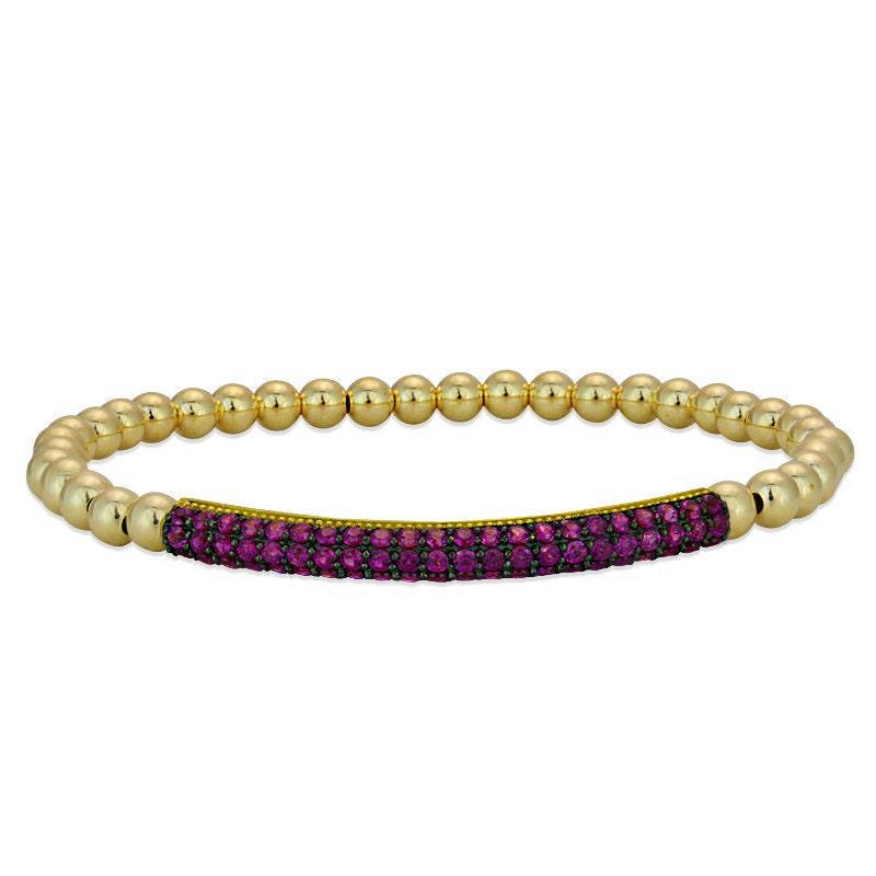 Gold Filled Cubic Zirconia Stacking Bracelet - Various Color Options Available - Pave Bar Design
