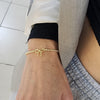 Gold Filled Bow Charm Stretch Bracelet with Cubic Zirconia Stones for Women - Stackable Beaded Design