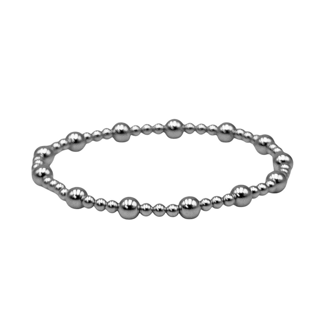 14kt Gold Filled Stretch Bracelet with Beaded Design for Women - 3 mm and 5 mm - Tarnish Resistant Waterproof Handcrafted by Isabella Celini