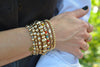 Dainty Gold Filled Beaded Bracelet - Womens Stretch Stacking Bracelet with Color Beads