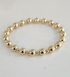 Gold Filled Beaded Stacking Bracelet - 3mm and 6mm Alternating Beads - Handcrafted Jewelry