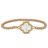 Gold Filled Beaded Cross Stacking Bracelet - Mother of Pearl Cross Pendant Bracelet - Perfect Gift