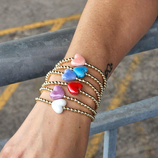 Heart Bracelet, Beaded Bracelet, Gold Filled Bracelet
