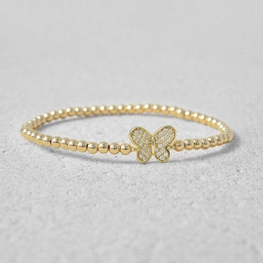 Butterfly Bracelet, Gold Filled Bracelet, Beaded Bracelet,