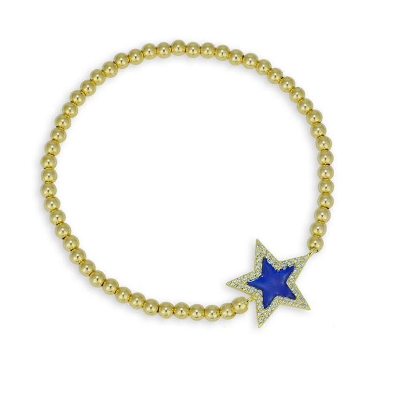 Gold Filled Beaded Star Bracelet with Enamel Finish and CZ Stackable Cubic Zirconia - Dazzling Bracelet for Any Occasion Ideal Gift