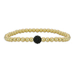 Gold Filled Bracelet – Cubic Zirconia Pave Ball, Stretchy Boho Chic