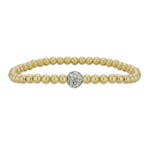 Gold Filled Bracelet – Cubic Zirconia Pave Ball, Stretchy Boho Chic