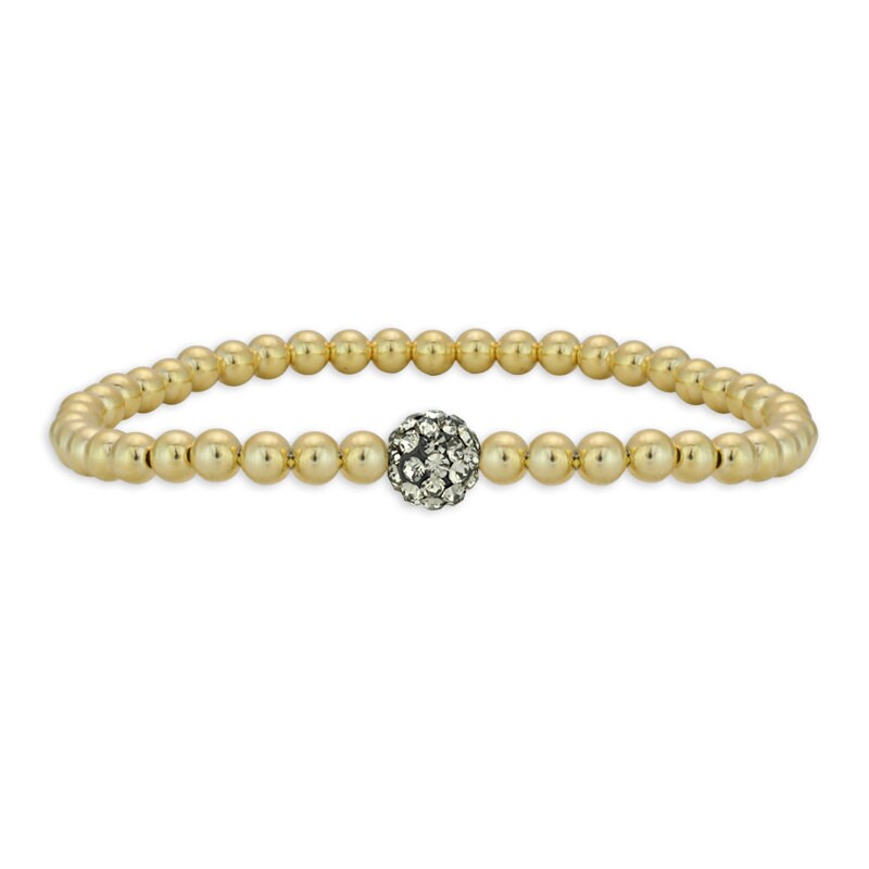 Cubic Zirconia Pave Ball Gold Filled Bracelet For Ladies Wear - Stretch Stacking Boho Chic Bracelet