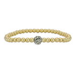 Gold Filled Bracelet – Cubic Zirconia Pave Ball, Stretchy Boho Chic