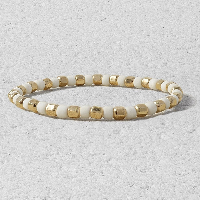 14kt Gold Filled Stacking Bracelet with Faceted and Colorful Beads - Stretch Layering Bracelet