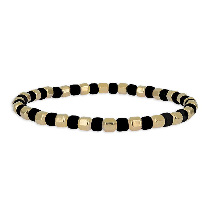 Gold Filled Stacking Bracelet with Faceted and Colorful Beads - 4mm Stretch Layering Bracelet