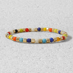 14kt Gold Filled Stacking Bracelet with Faceted and Colorful Beads - Stretch Layering Bracelet