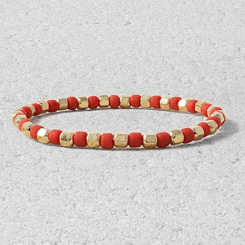 14kt Gold Filled Stacking Bracelet with Faceted and Colorful Beads - Stretch Layering Bracelet