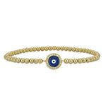 Gold Filled Beaded Round Evil Eye Bracelet, Isabella Celini, Gold Filled Beads, Stretch Stacking Bracelet, Boho Chic, Gift for Women