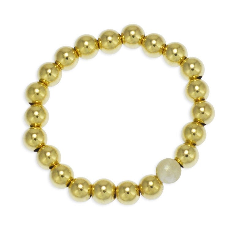 Freshwater Pearl Stretch Stacking Ring - 3mm Gold Filled Tarnish-Free Waterproof - Ladies Ring