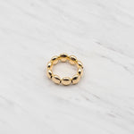 7mm Flat Gold Filled Beaded Stacking Ring - Stretch Minimalist Style Tarnish-Free Womens Ring