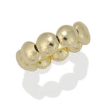 7mm Flat Gold Filled Beaded Stacking Ring - Stretch Minimalist Style Tarnish-Free Womens Ring
