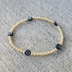 14K Gold Filled Evil Eye Protection Bracelet for Women - Dainty Waterproof - Tarnish Free Jewelry