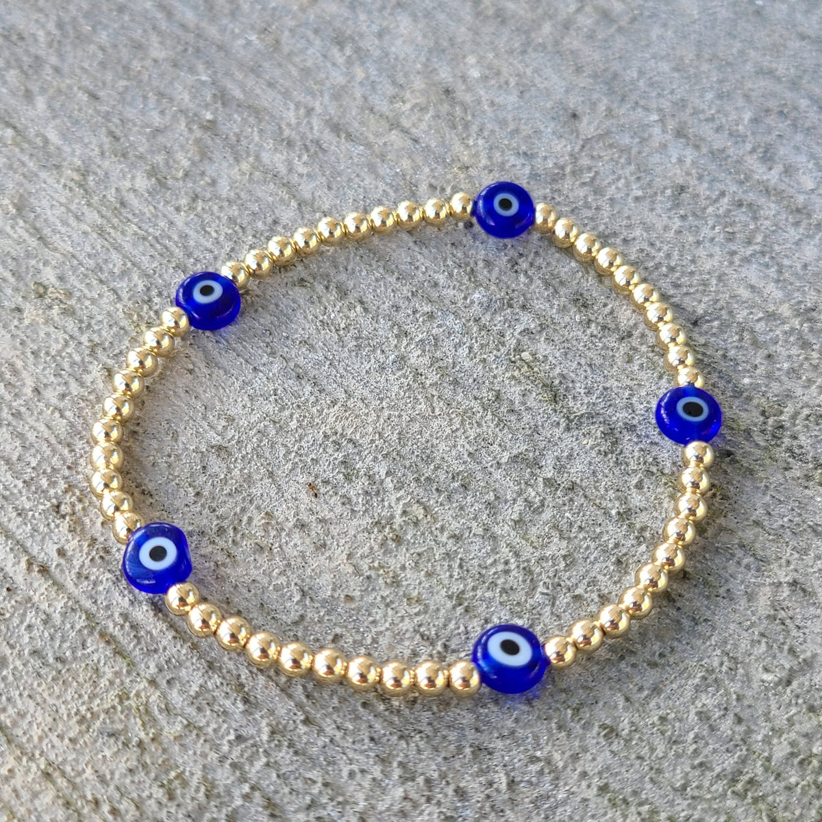 14K Gold Filled Evil Eye Protection Bracelet for Women - Dainty Waterproof - Tarnish Free Jewelry