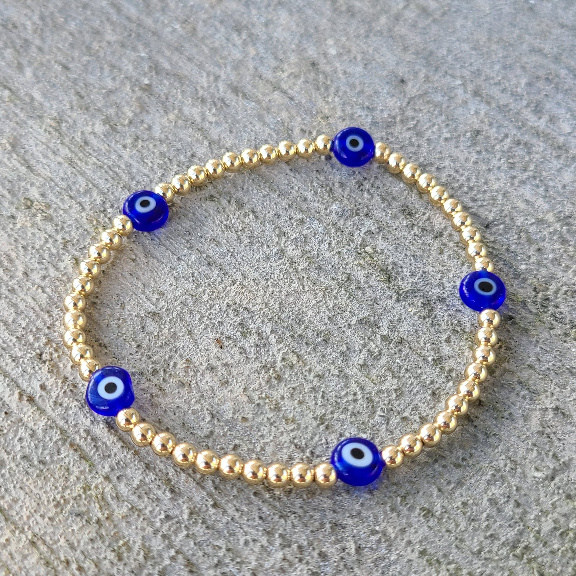 14K Gold Filled Evil Eye Protection Bracelet for Women - Dainty Waterproof - Tarnish Free Jewelry