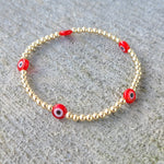 14K Gold Filled Evil Eye Protection Bracelet for Women - Dainty Waterproof - Tarnish Free Jewelry