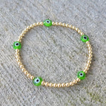 14K Gold Filled Evil Eye Protection Bracelet for Women - Dainty Waterproof - Tarnish Free Jewelry