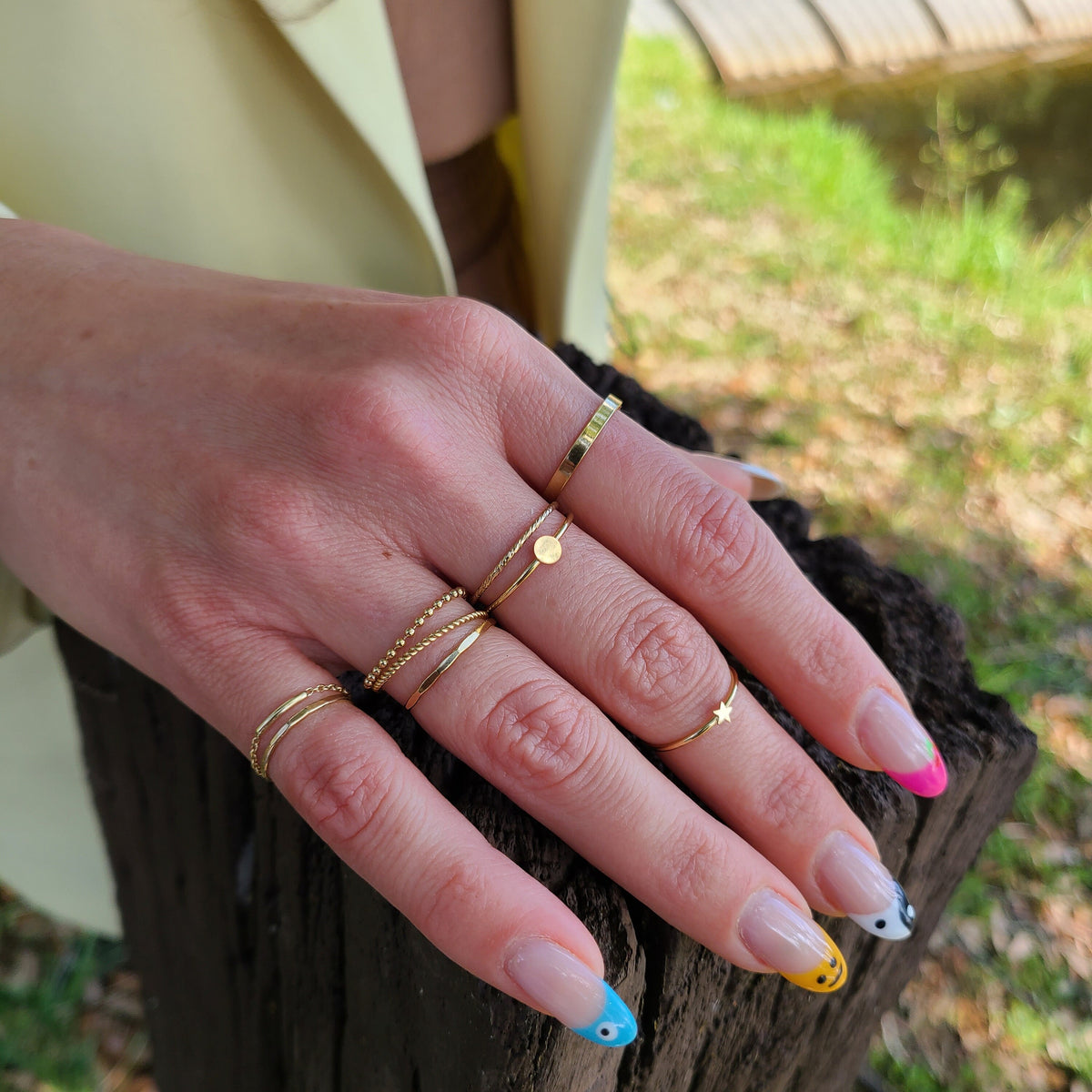 14k Gold Filled Stacking BEAD CHAIN RING, Dainty Gold Ball Chain & Minimalist Style Ladies Ring