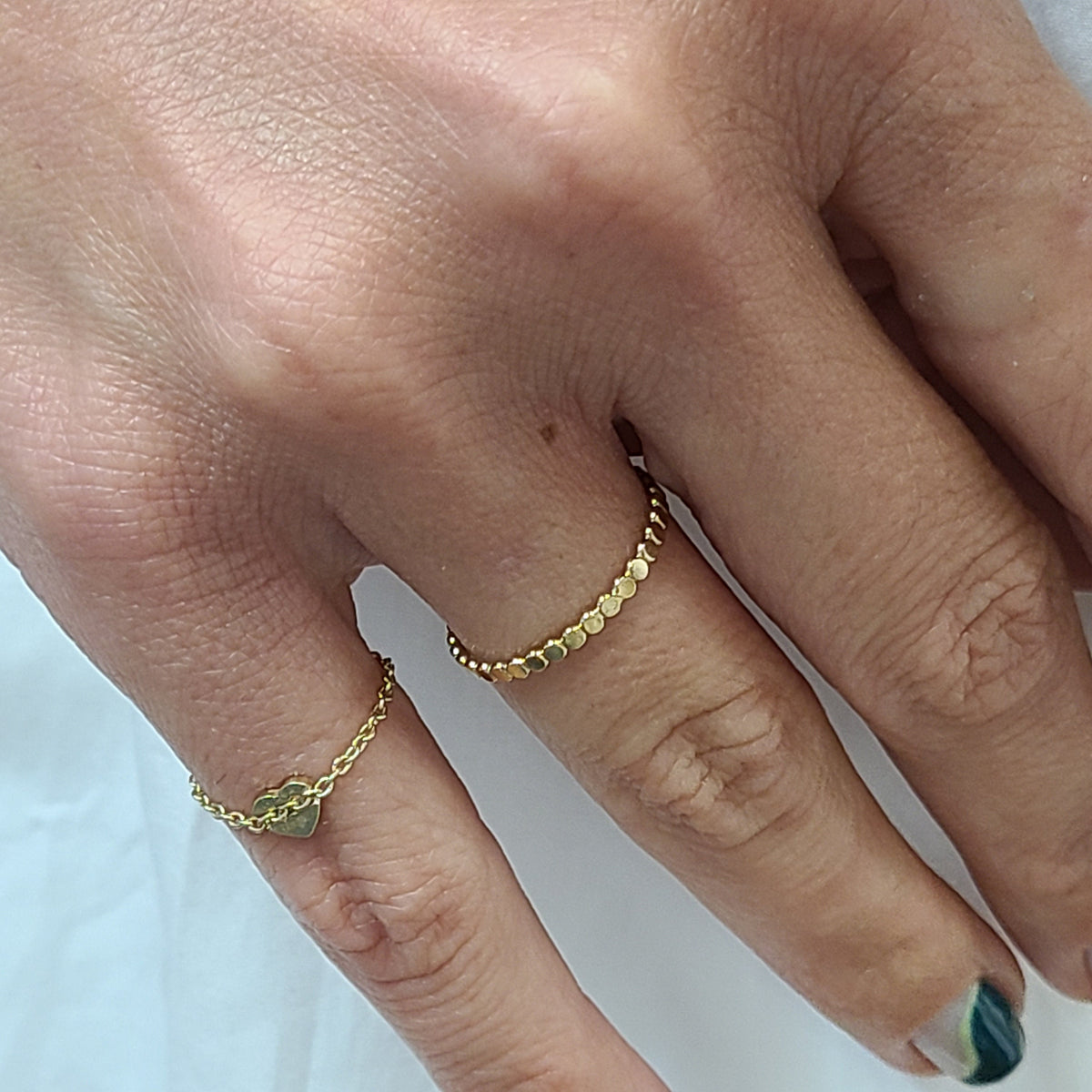 FLAT BEADED 14k Gold Filled RING, Minimalist Style Stack Bead Every Day Stylish Ring for Ladies