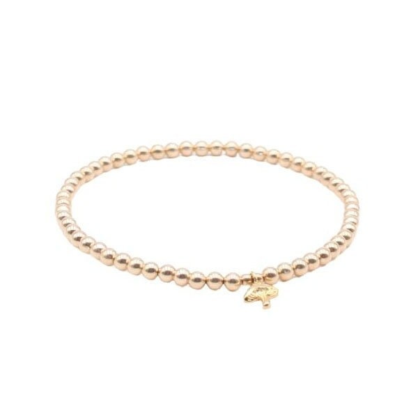 Mushroom Gold Filled Bracelet, Isabella Celini, Gold Filled Beads, Stretch Stacking Bracelet, Boho Chic, Gift for Women, Nature Jewelry