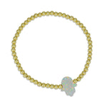 Gold Filled Beaded Opal Hamsa Bracelet, Hand Bracelet, Isabella Celini, Gold Filled Beads, Stretch Stacking Bracelet, Protection Bracelet