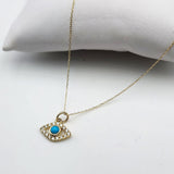 Turquoise Necklace, Evil Eye Necklace, Gold Diamond Necklace